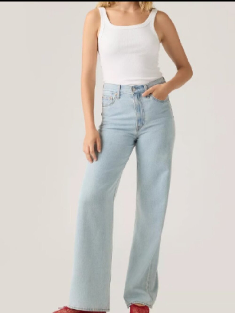 LEVI'S LEVIS RIBCAGE WIDE LEG JEANS OF COURSE LIGHT LINEN BLEND JEANS $98 27 W